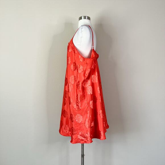 Lane Bryant | Y2K Vintage Floral Orange Satin Halter Tie Slip Short Pajama Dress - Picture 8 of 9